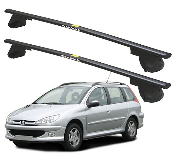 RACK P/ LONGARINAS ALPHA AÇO 02 (1,20M) PEUGEOT 206 ESCAPADE 2006 2007 2008 - PRETO