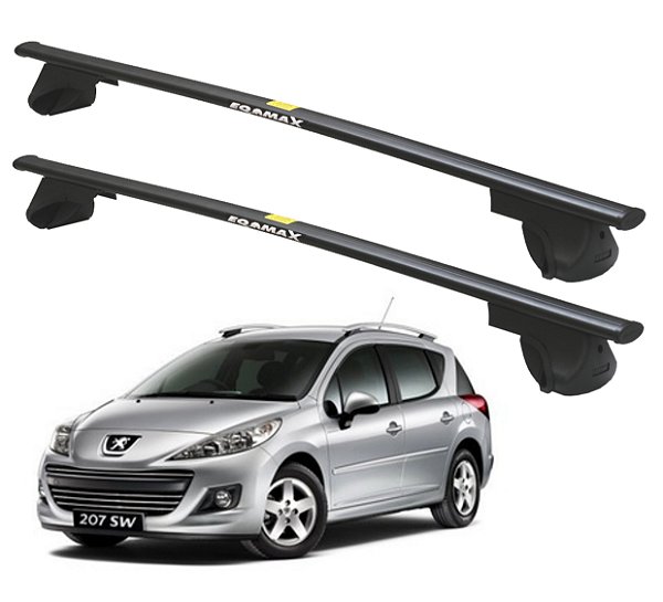 RACK P/ LONGARINAS ALPHA AÇO 02 (1,20M) PEUGEOT 207 SW 2009 2010 2011 2012 2013 - PRETO