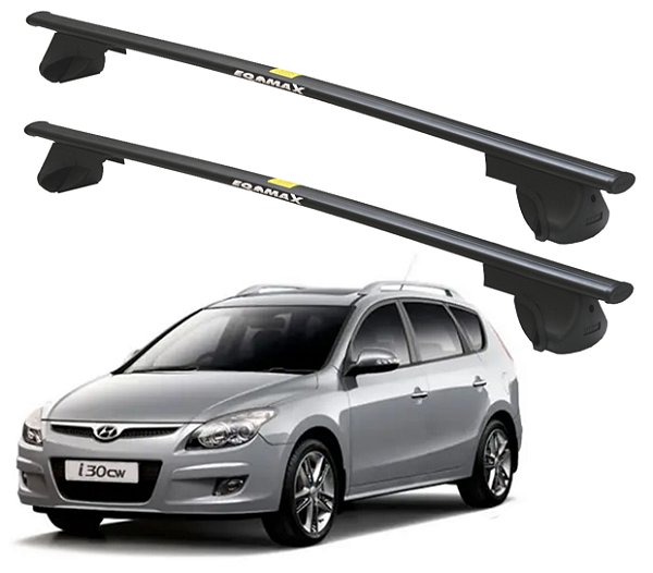 RACK P/ LONGARINAS ALPHA AÇO 02 (1,20M) HYUNDAI I30 WAGON 2011 2012 2013 - PRETO