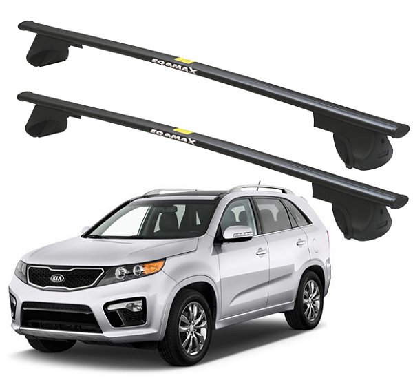 RACK P/ LONGARINAS ALPHA AÇO 03 (1,30M) KIA SORENTO 2010 2011 2012 2013 2014 - PRETO