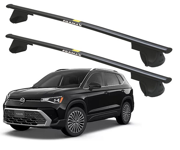 RACK P/ LONGARINAS ALPHA AÇO 03 (1,30M) VW TAOS 2021 2022 2023 2024 2025 - PRETO