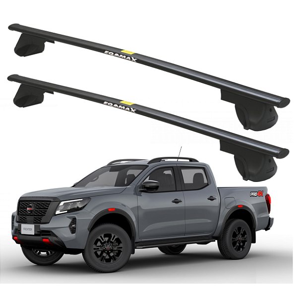 RACK P/ LONGARINAS ALPHA AÇO 03 (1,30M) NISSAN FRONTIER 2017 2018 2019 2020 2021 2022 2023 - PRETO