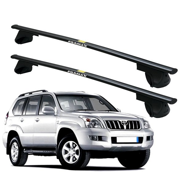 RACK P / LONGARINAS ALPHA AÇO 03 (1,30M) TOYOTA LAND CRUISER PRADO 2003 2004 2005 2006 2007 2008 2009 - PRETO