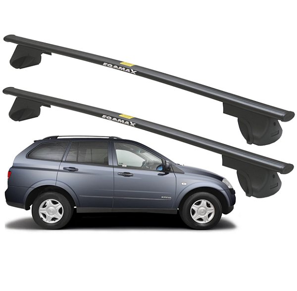 RACK P / LONGARINAS ALPHA AÇO 03 (1,30M) SSANGYONG KYRON 2002 2003 2004 2005 2006 2007 2008 2009 2010 2011 2012 - PRETO