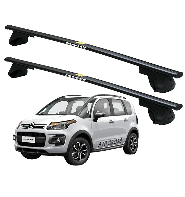 RACK P / LONGARINAS ALPHA AÇO 03 (1,30M) CITROEN AIRCROSS 2010 2011 2012 2013 2014 2015 - PRETO