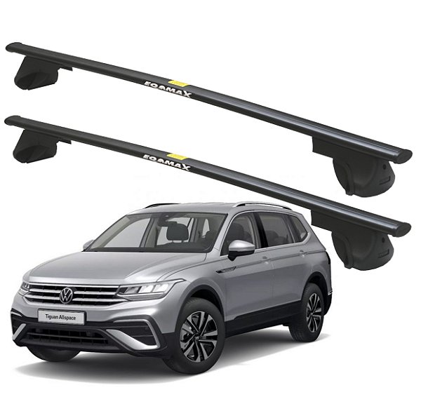 RACK P/ LONGARINAS ALPHA AÇO 03 (1,30M) VW TIGUAN ALL SPACE 2018 2019 2020 2021 2022 2023 2024 - PRETO
