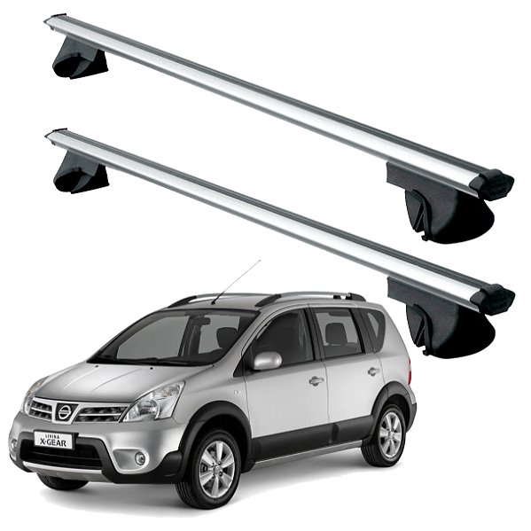 RACK P/ LONGARINAS ALPHA ALUMÍNIO 01 (1,06M) NISSAN LIVINA X-GEAR 2009 2010 2011 2012 2013 2014 - CINZA