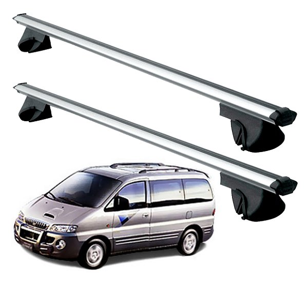 RACK P/ LONGARINAS ALPHA ALUMÍNIO 01 (1,06M) STAREX MPV 1997 1998 1999 2000 2001 2002 2003 2004 - CINZA