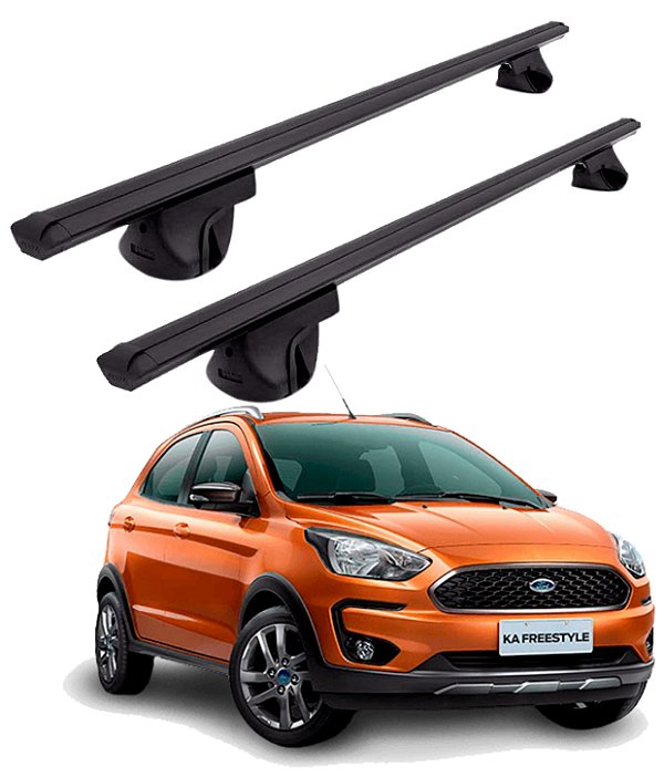 RACK P/ LONGARINAS ALPHA ALUMÍNIO 01 (1,06M) FORD KA FREESTYLE 2020 / 2021 - PRETO