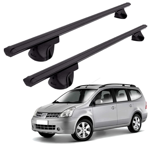 RACK P/ LONGARINAS ALPHA ALUMÍNIO 01 (1,06M) NISSAN GRAND LIVINA 2013 2014 - PRETO
