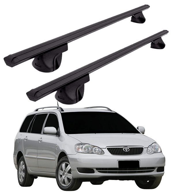 RACK P/ LONGARINAS ALPHA ALUMÍNIO 01 (1,06M) TOYOTA FIELDER 2004 2005 2006 2007 2008 - PRETO