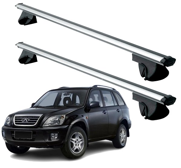 RACK P/ LONGARINAS ALPHA ALUMINIO 02 (1,16M) CHERY TIGGO 2010 2011 2012 2013 2014 2015 - CINZA