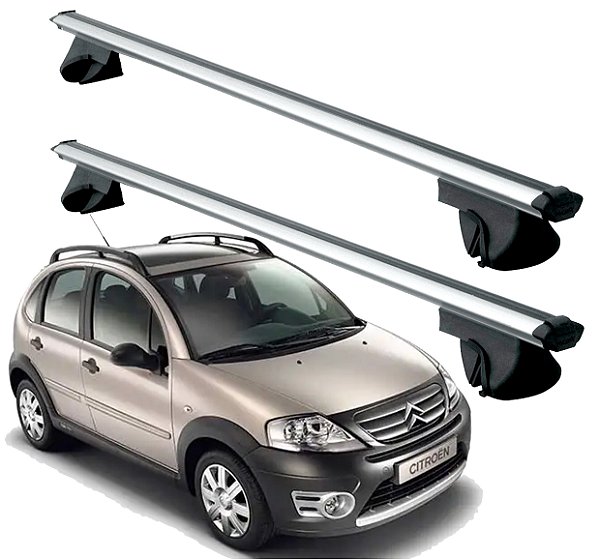 RACK P/ LONGARINAS ALPHA ALUMINIO 02 (1,16M) CITROEN C3 XTR 2007 2008 2009 2010 2011 2012 - CINZA