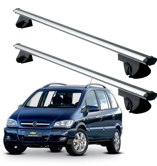 RACK P/ LONGARINAS ALPHA ALUMINIO 02 (1,16M) GM ZAFIRA 2001 2002 2003 2004 2005 2006 2007 2008 2009 2010 2011 2012 - CINZA