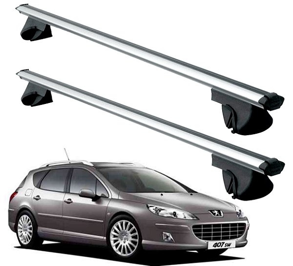RACK P/ LONGARINAS ALPHA ALUMINIO 02 (1,16M) PEUGEOT 407 SW 2004 2005 2006 2007 2008 2009 - CINZA