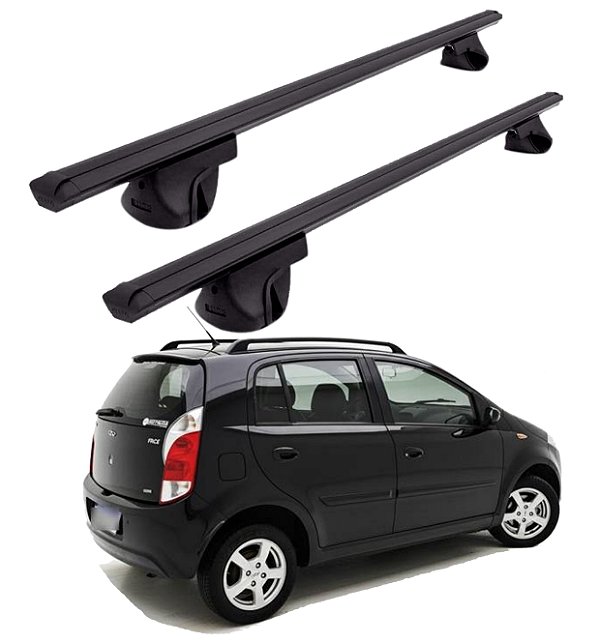 RACK P/ LONGARINAS ALPHA ALUMINIO 02 (1,16M) CHERY FACE 2010 2011 2012 2013 2014 - PRETO