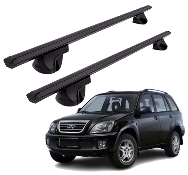 RACK P/ LONGARINAS ALPHA ALUMINIO 02 (1,16M) CHERY TIGGO 2010 2011 2012 2013 2014 2015 - PRETO