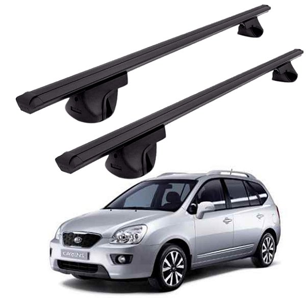 RACK P/ LONGARINAS ALPHA ALUMINIO 02 (1,16M) KIA CARENS 2002 2003 2004 2005 2006 2007 2008 2009 2010 2011 2012 2013 - PRETO
