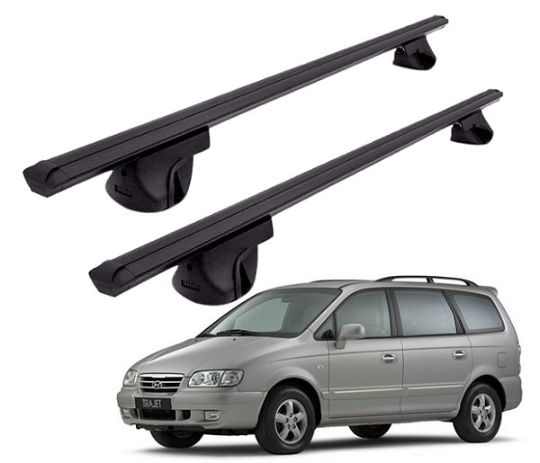 RACK P/ LONGARINAS ALPHA ALUMINIO 02 (1,16M) HYUNDAI TRAJET 2000 / 2001 - PRETO
