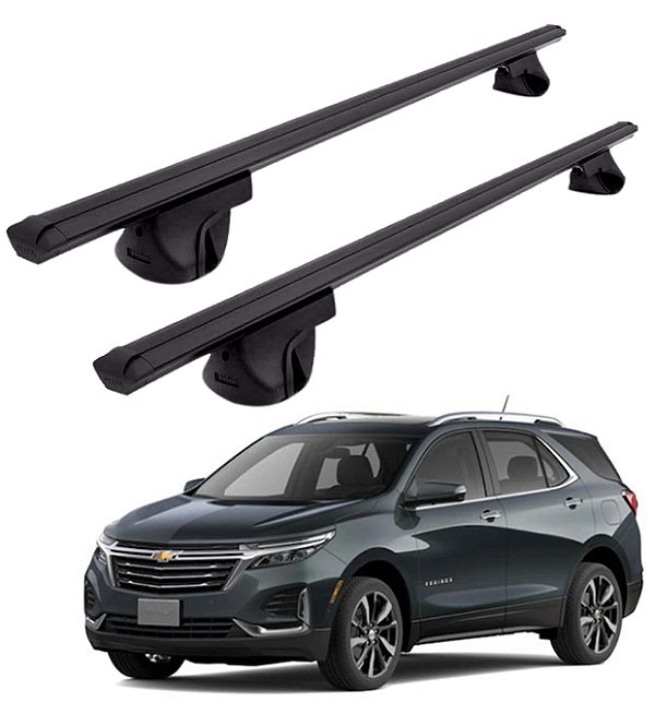 RACK P/ LONGARINAS ALPHA ALUMINIO 02 (1,16M) GM EQUINOX 2016 2017 2018 2019 2020 2021 2022 2023 - PRETO