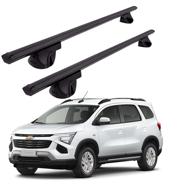 RACK P/ LONGARINAS ALPHA ALUMINIO 02 (1,16M) GM SPIN 2012 2013 2014 2015 2016 2017 2018 2019 2020 2021 2022 2023 2024 2025 - PRETO
