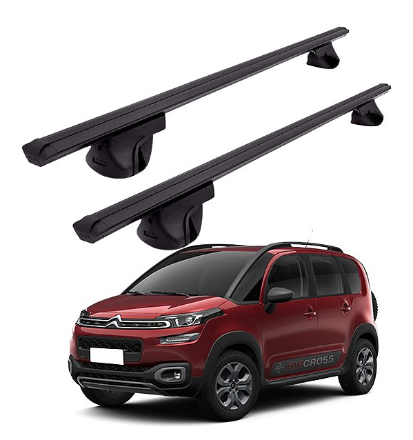 RACK P/ LONGARINAS ALPHA ALUMINIO 02 (1,16M) CITROEN AIRCROSS 2016 2017 2018 2019 - PRETO