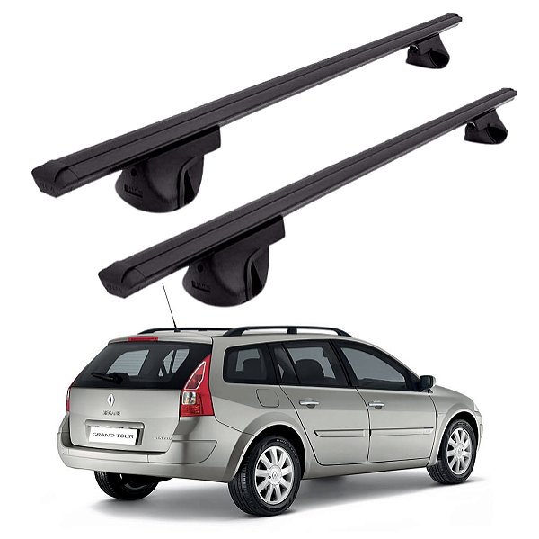 RACK P/ LONGARINAS ALPHA ALUMINIO 02 (1,16M) RENAULT MEGANE GRAND TOUR 2006 2007 2008 2009 2010 2011 2012 2013 - PRETO