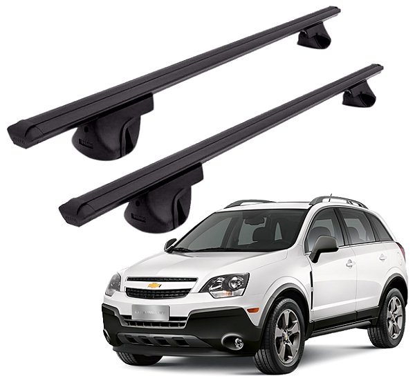 RACK P/ LONGARINAS ALPHA ALUMINIO 02 (1,16M) GM CAPTIVA 2008 2009 2010 2011 2012 2013 2014 2015 2016 2017 - PRETO