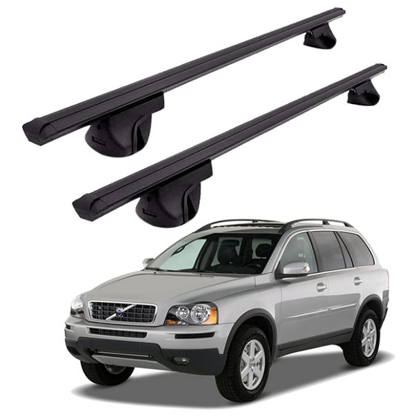 RACK P/ LONGARINAS ALPHA ALUMINIO 02 (1,16M) VOLVO XC90 2002 2003 2004 2005 2006 2007 2008 2009 2010 2011 - PRETO