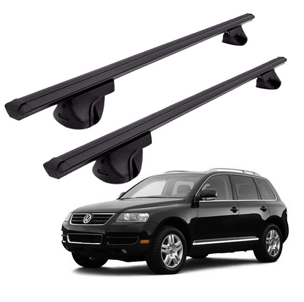 RACK P/ LONGARINAS ALPHA ALUMINIO 02 (1,16M) VW TOUAREG 2005 2006 2007 2008 2009 2010 2011 2012 2013 2014 - PRETO