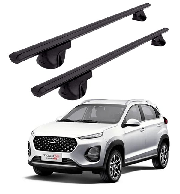 RACK P/ LONGARINAS ALPHA ALUMINIO 02 (1,16M) CHERY TIGGO 3X 2022 / 2023 - PRETO
