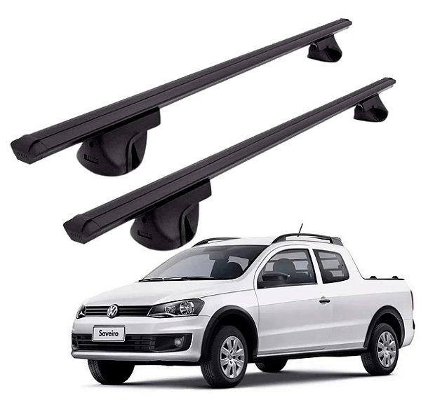RACK P/ LONGARINAS ALPHA ALUMINIO 02 (1,16M) VW SAVEIRO 2010 2011 2012 2013 2014 2015 2016 2017 2018 2019 2020 2021 2022 2023 2024 2025 - PRETO