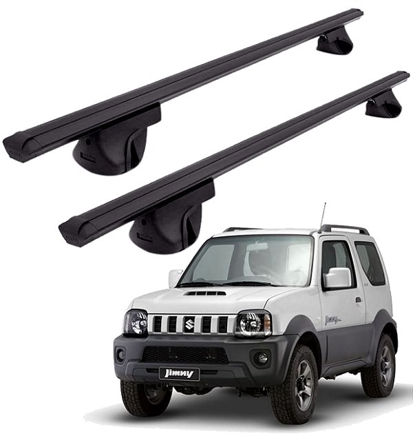 RACK P/ LONGARINAS ALPHA ALUMINIO 02 (1,16M) SUZUKI JIMNY 1998 1999 2000 2001 2002 2003 2004 2005 2006 2007 2008 2009 2010 2011 2012 2013 2014 2015 2016 2017 2018 2019 2020 2021 2022 - PRETO
