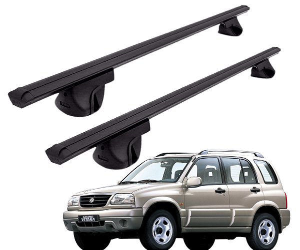 RACK P/ LONGARINAS ALPHA ALUMINIO 02 (1,16M) SUZUKI GRAND VITARA 1998 1999 2000 2001 2002 2003 2004 - PRETO