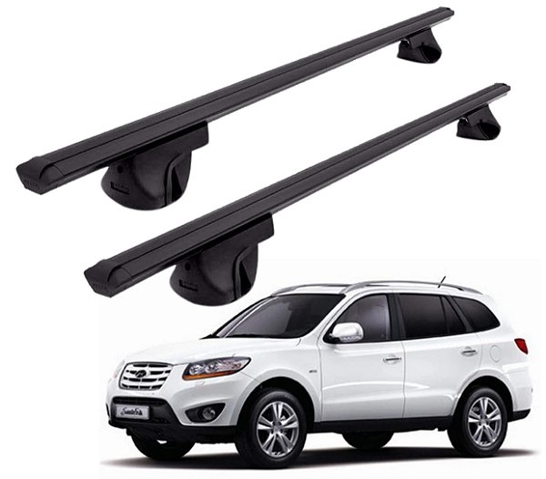 RACK P/ LONGARINAS ALPHA ALUMINIO 02 (1,16M) HYUNDAI SANTA FÉ 2001 2002 2003 2004 2005 2006 2007 2008 2009 2010 2011 2012 2013 - PRETO