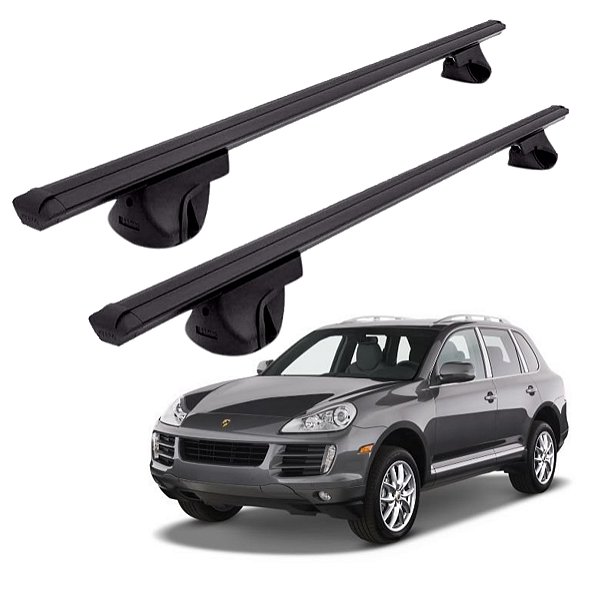 RACK P/ LONGARINAS ALPHA ALUMINIO 02 (1,16M) PORSCHE CAYENNE 2003 2004 2005 2006 2007 2008 2009 2010 2011 2012 2013 2014 2015 2016 - PRETO
