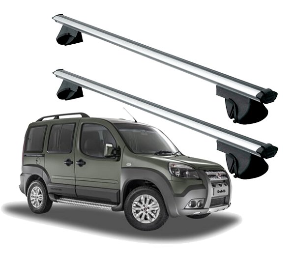 RACK P/ LONGARINAS ALPHA ALUMÍNIO 03 (1,26M) FIAT DOBLO 2002 2001 2002 2003 2004 2005 2006 2007 2008 2009 2010 2011 2012 2013 2014 2015 2016 2017 2018 2019 2020 2021 - CINZA