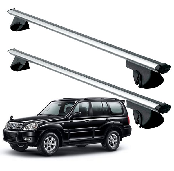 RACK P/ LONGARINAS ALPHA ALUMÍNIO 03 (1,26M) HYUNDAI TERRACAN 2001 2002 2003 2004 2005 2006 2007 - CINZA