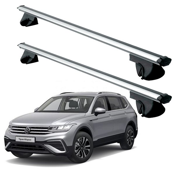RACK P/ LONGARINAS ALPHA ALUMÍNIO 03 (1,26M) VW TIGUAN ALL SPACE 2018 2019 2020 2021 2022 2023 2024 - CINZA