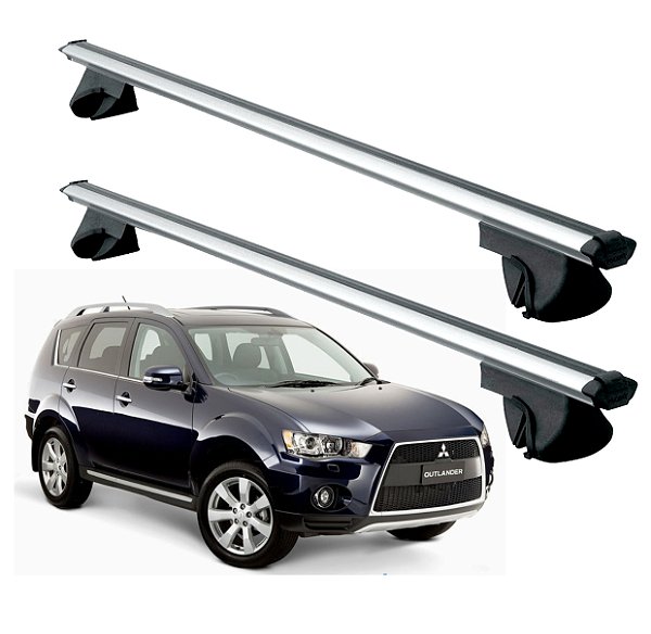 RACK P/ LONGARINAS ALPHA ALUMÍNIO 03 (1,26M) MITSUBISHI OUTLANDER 2003 2004 2005 2006 2007 2008 2009 2010 2011 2012 2013 - CINZA