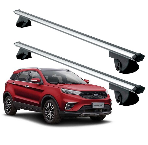 RACK P/ LONGARINAS ALPHA ALUMÍNIO 03 (1,26M) FORD TERRITORY 2021 2022 2023 2024 2025 - CINZA