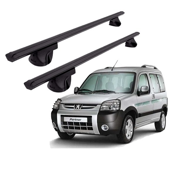 RACK P/ LONGARINAS ALPHA ALUMÍNIO 03 (1,26M) PEUGEOT PARTNER 2010 2011 2012 2013 - PRETO