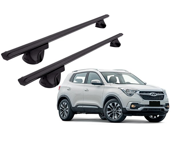 RACK P/ LONGARINAS ALPHA ALUMÍNIO 03 (1,26M) CHERY TIGGO 5X 2019 2020 2021 2022 2023 2024 2025 - PRETO