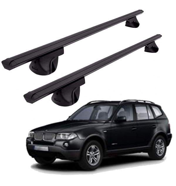 RACK P/ LONGARINAS ALPHA ALUMÍNIO 03 (1,26M) BMW X3 2003 2004 2005 2006 2007 2008 2009 - PRETO