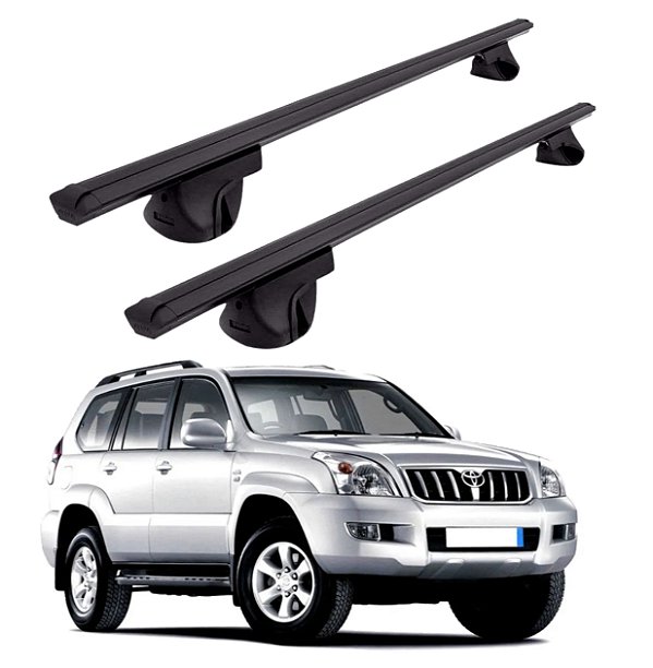 RACK P/ LONGARINAS ALPHA ALUMÍNIO 03 (1,26M) TOYOTA LAND CRUISER PRADO 2003 2004 2005 2006 2007 2008 2009 - PRETO