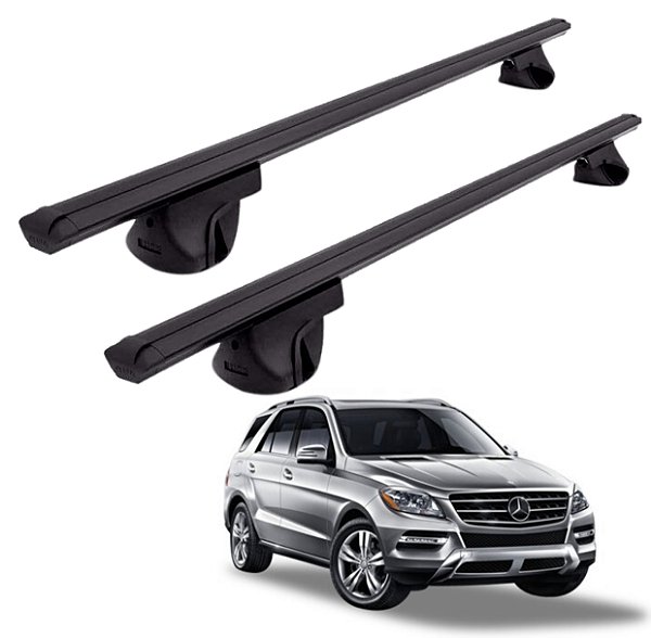 RACK P/ LONGARINAS ALPHA ALUMÍNIO 03 (1,26M) MERCEDES BENZ ML 230 1998 1999 2000 2001 2002 2003 2004 - PRETO