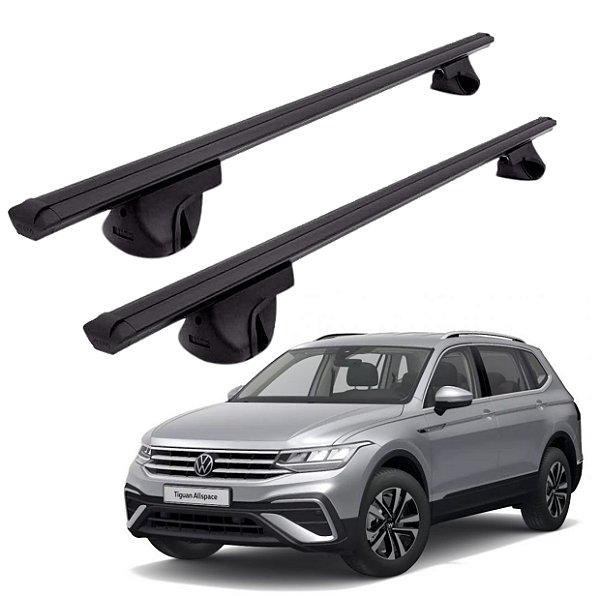 RACK P/ LONGARINAS ALPHA ALUMÍNIO 03 (1,26M) VW TIGUAN ALL SPACE 2018 2019 2020 2021 2022 2023 2024 - PRETO