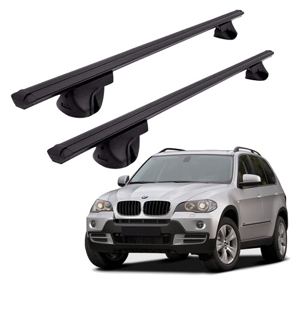 RACK P/ LONGARINAS ALPHA ALUMÍNIO 03 (1,26M) BMW X5 2000 2001 2002 2003 2004 2005 2006 2007 2008 2009 - PRETO