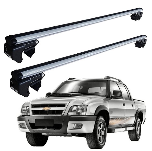 RACK P/ LONGARINAS SIGMA ALUMÍNIO 02 (1,16M) GM S10 CABINE DUPLA 1991 1992 1993 1994 1995 1996 1997 1998 1999 2000 2001 2002 2003 2004 2005 2006 2007 2008 2009 2010 2011 - CINZA