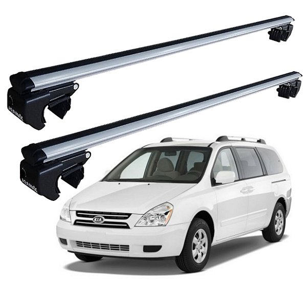 RACK P/ LONGARINAS SIGMA ALUMÍNIO 02 (1,16M) KIA CARNIVAL MPV 1998 1999 2000 2001 2002 2003 2004 2005 2006 2007 2008 2009 2010 2011 2012 2013 - CINZA